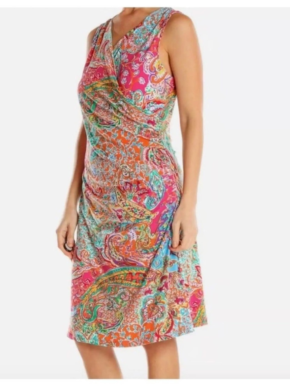 Ralph Lauren Pink Orange Paisley Midi Dress